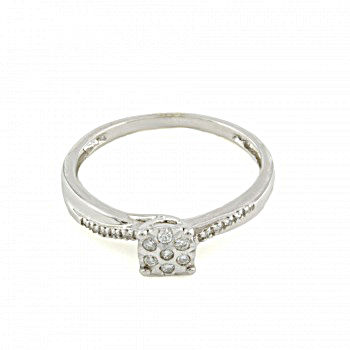 9ct White Gold Diamond 0.10cts Cluster Ring Size N
